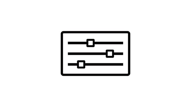 Audio Equalizer Control Icon with Slider Settings, Sound Mixer Interface, Volume Adjustment Panel, Multimedia Configuration, Controller icon animation .