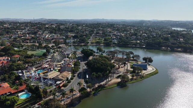 Vista a&eacute;rea da lagoa da pampulha em belo horizonte, minas gerais.