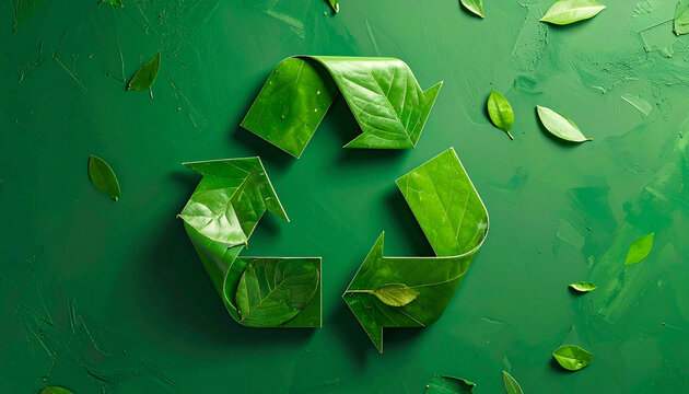 Green Recycling Symbol with Plastic Bottles