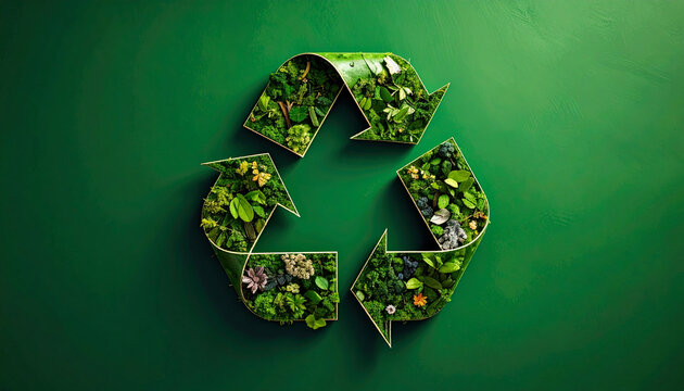 Green Recycling Symbol with Nature