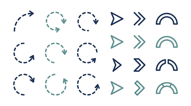Set of blue and teal directional arrow icons.