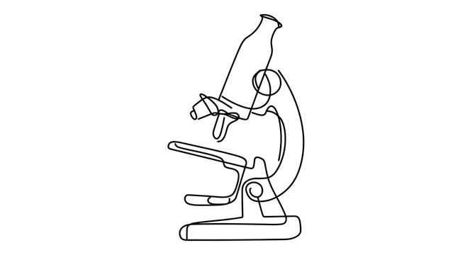 Microscope line art illustration white background.