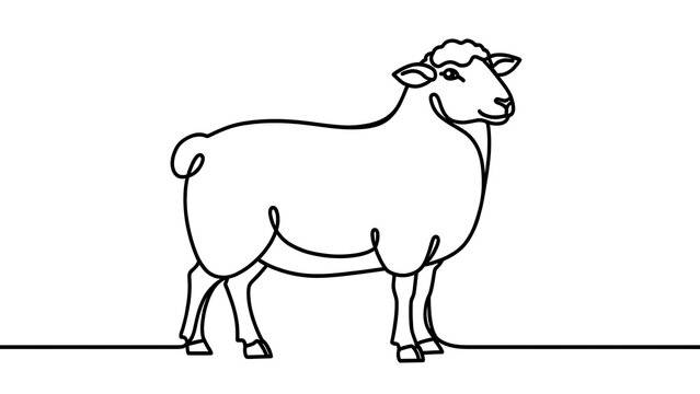 Simple sheep illustration on white background.