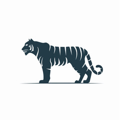 Obraz premium Minimalistische Tiger-Silhouette – Kraftvoller Tiger als Vektorillustration