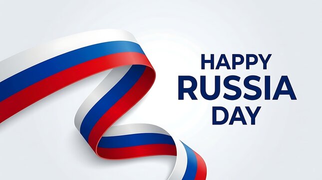 Wavy ribbon with Russian flag colors and text for national holiday celebration on white background vector illustration