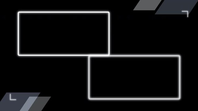 White Neon Stream Overlay Split Diagonal Twin Frames Counter Slide Transparent Background Alpha Seamless Loop