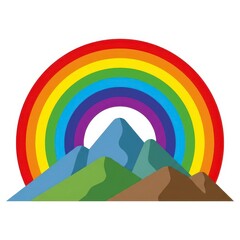 Obraz premium Rainbow over mountain range vector illustration