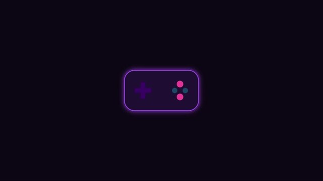 Neon gaming controller animation on dark 4k background, for esports and, digital media