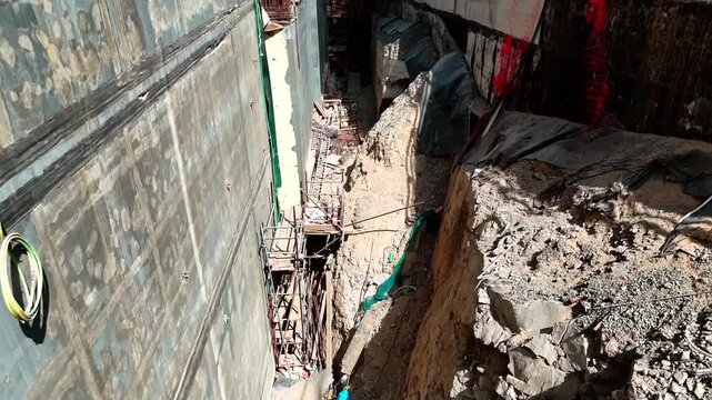 Groundwork and concrete foundation pouring at a major civil engineering construction project.