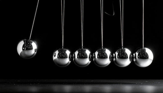 Newton's Cradle Pendulum Balls in Motion Demonstrating Physics Principles and Energy Transfer