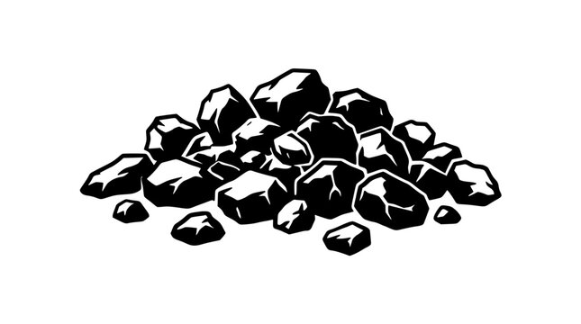 Stone Pile Icon with Dark Textured Rocks Arranged in a Scattered Mound, Minimalist Vector Style for Design Backgrounds