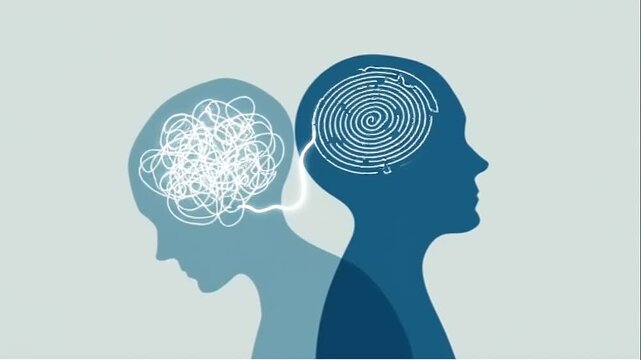 Illustrative representation of interconnected human minds and thoughts.