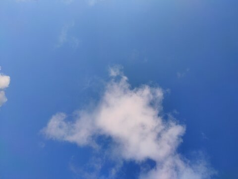 White cloud patches with a blue sky background