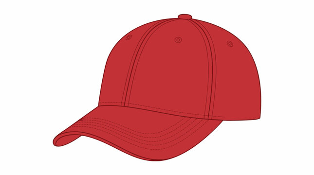 Red baseball cap vector illustration template isolated on white background for apparel design