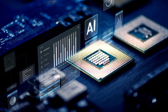 Futuristic AI microchip technology photo