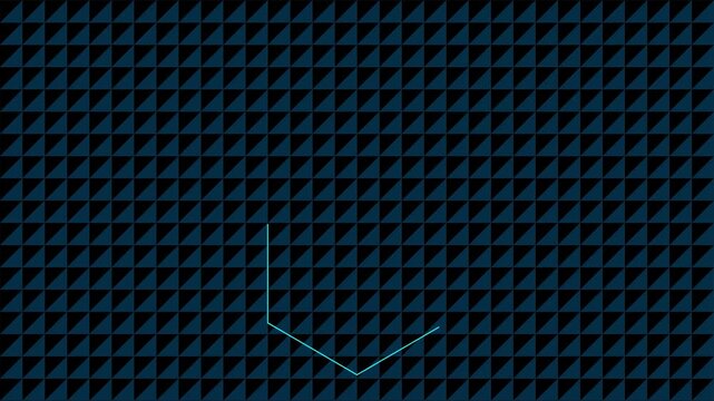 Abstract geometric hexagon outline animation on dark triangle pattern 4k background