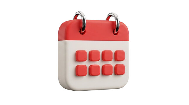 Calendar icon rendered in a 3D style represents a simple tool for effective time management and schedule tracking in a professional office environment.
