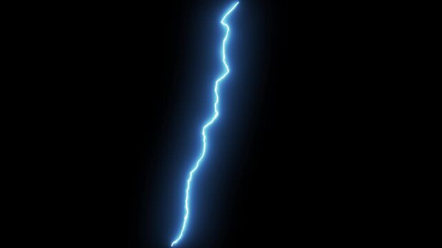 High voltage lightning flash FX surge animation, hand drawn electric storm flashes, bright white lightning bolt striking across on a black screen background, symbolizing power and energy 4k video