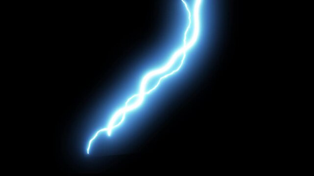 Powerful thunder strikes and dynamic electric discharge effects, realistic lightning thunder bolt strike on black screen background. electric storm flash energy effect for chroma key video editing