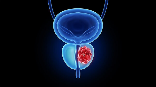 3 d medical of prostate tumor inside bladder anatomy