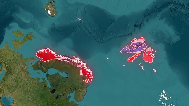 Norway Map Highlight with Glowing Red Border and Flag on World Satellite Map