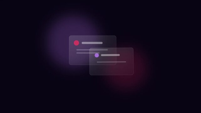Glassmorphism ui notification popups with floating abstract for modern digital interface animation 4k