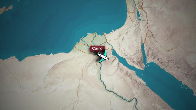 Animated Flight Route from Cairo to Jeddah on World Map