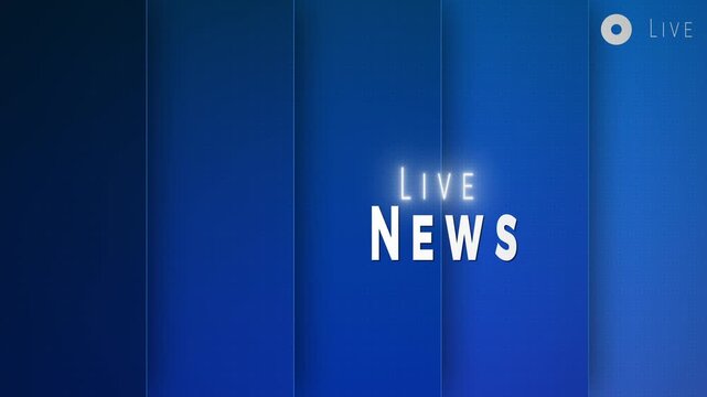 Live News Broadcast Graphic with Glowing Text and Blue Striped Background