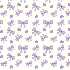 Ribbon Seamless Pattern on Off White Background   Pastel Bow Repeating Pattern for Fabric, Wallpaper and Wrapping Paper © Maryam