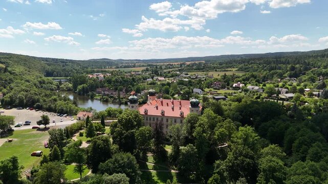 Mn&iacute;&scaron;ek pod Brdy Chateau in summer - Aerial drone view