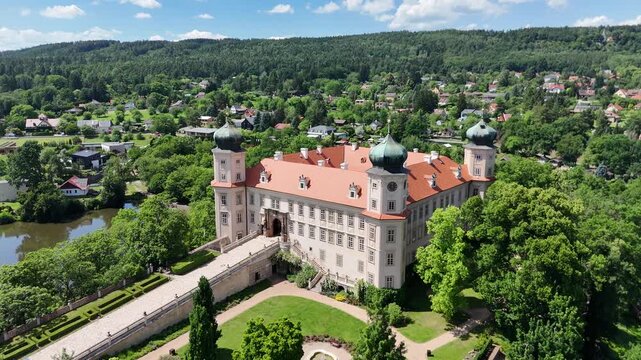 Mn&iacute;&scaron;ek pod Brdy Chateau in summer - Aerial drone view