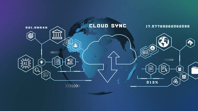 Cloud synchronization technology enabling seamless file updates, secure information sharing and connected enterprise productivity.
