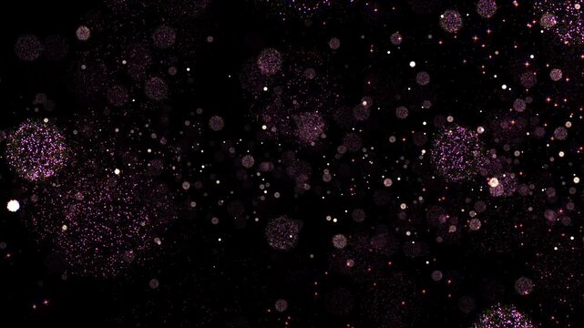 Loop glow spark explosive bomb particles circle fire animation falling on black abstract background. 4K 3D animation of fiery orange glowing flying ember burning ash particles. 