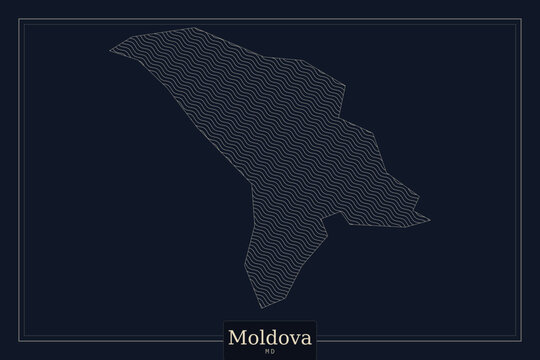 Moldova map vector illustration, dark blue minimalist silhouette of Moldova, geometric dotted pattern country outline for infographics and business