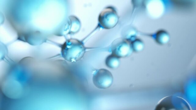 Molecular structure of hyaluronic acid or collagen for cosmetic product advertisement.
