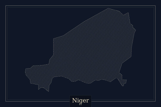 Niger map vector illustration, minimalist dark blue outline of Niger country borders, professional geographic cartography for infographics and news