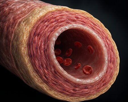 Human Artery Cross-Section Wall Layers Anatomy Lumen Blood Cells Cardiology