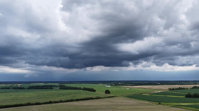 Storm clouds rolling over farmland in mid-Missouri