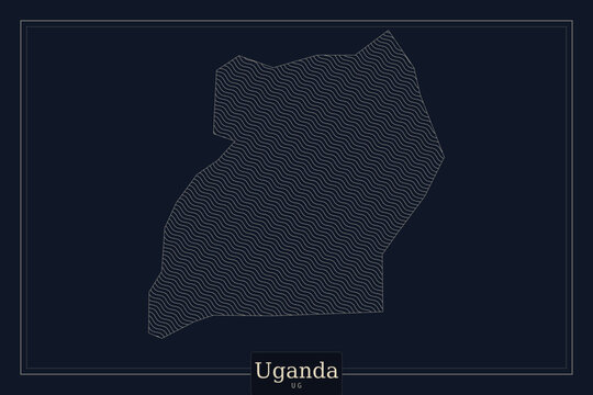 Uganda map silhouette with dotted pattern texture, minimalist dark blue vector map of Uganda, professional geographic outline for infographics