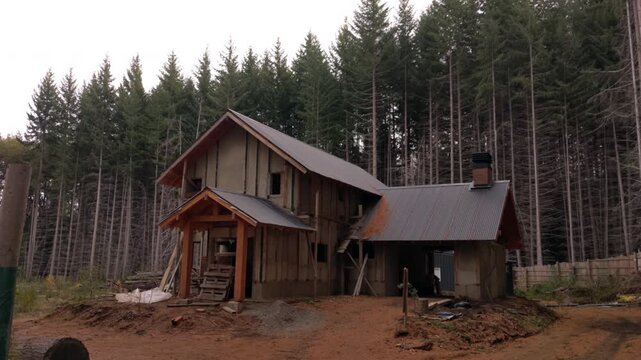 House Under Construction in Puerto Manzano Near Villa La Angostura, Patagonia

