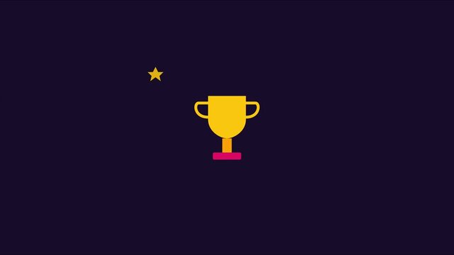 Animated gold trophy cup with shining star for success and achievement concept animation 4k