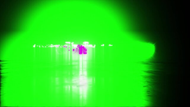 Coming soon glow colorful neon laser text glitch effect animation cinematic title on black abstract background.