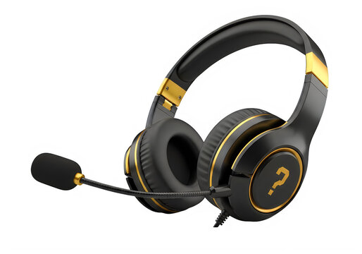 Black and yellow gaming headset with microphone on side