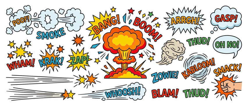 Comic Book Sound Effects and Explosions - Isolated