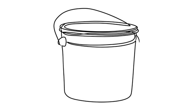 Empty metal bucket with handle white background.