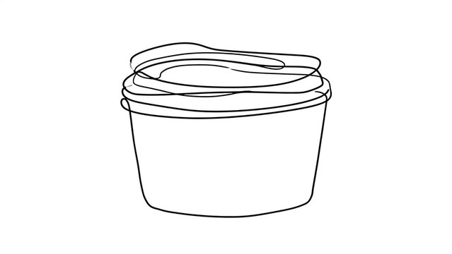 Empty plastic container with lid white background.