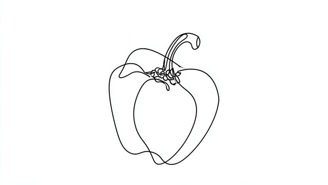 Line art drawing of a bell pepper white background.