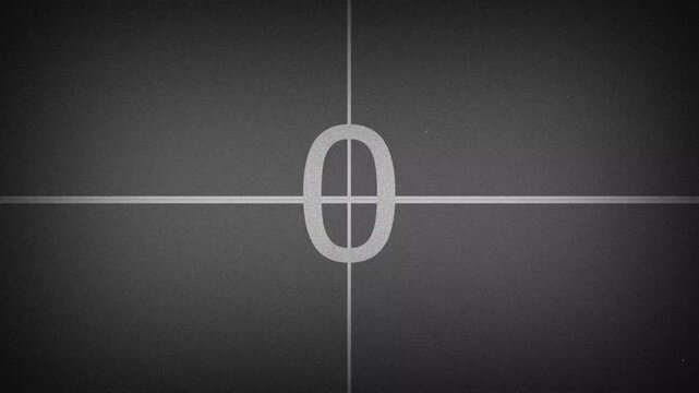 Old film Countdown animation. Countdown movie from 5 to 0 number. Retro style countdown. digital timer, Clock and watch. 4K Video