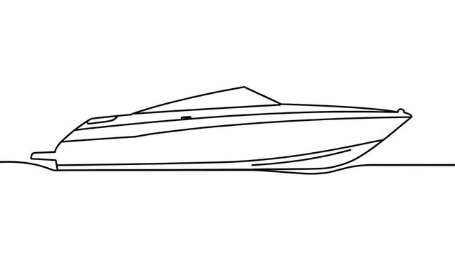 Speedboat line drawing on white background.