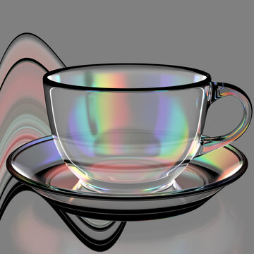 Tasse mit Untertasse changierend